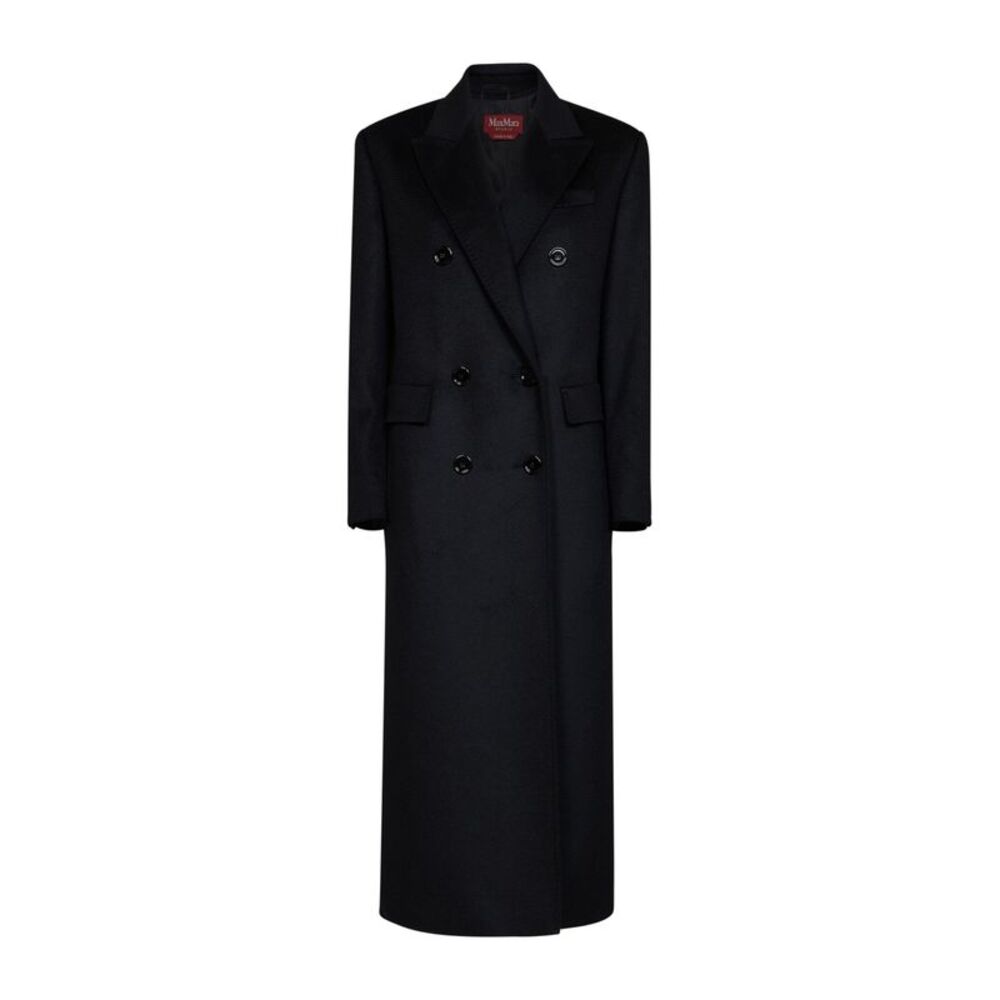 Max Mara Studio Women Black Msteffige Tuxedo-Style Long Coat